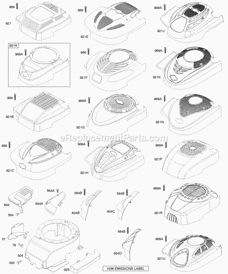 Blower HousingShrouds Diagram and Parts List for  Briggs and Stratton Engine